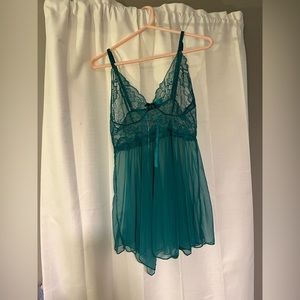 Avidlove Women Teal Lingerie Babydoll Lace Nightgown Mesh Chemise Boudoir